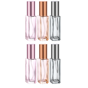 Segbeauty Mini Perfume Refillable Bottle, 6 Pack 10ML Cologne Travel Bottle Set, Empty Glass Perfume Atomizer (Pink Gray Orange)