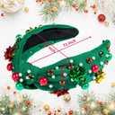 Christmas Headbands for Women Xmas Headband Knotted Pearl Hairband Holiday Costume Red Green Rhinestone Headpiece