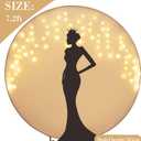 7.2 FT White Round Backdrop Cover with Lights String for Circle Arch Stand Circle Backdrop Cover with LED Fairy Lights for Wedding Arch Baby Shower Birthday Party Photo Shoot Photography Background