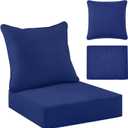 Tingjoo 1 Set 24x24x4 Inch Outdoor Chair Cushions Covers, Waterproof UV Resistant Patio Cushion Replacement Seat Slipcovers, and 24 x 20 Back Covers with Zipper for Furniture, Deep Seat Sofa (Navy)