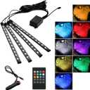 KVAEY Car LED Interior Lights, Vehicle RGB 48 LED Multicolor Strip Light with Remote Control, Universal Under Dash Lighting Kit with Sound Active Function, Car Accessories (Cigarette Lighter+Remote)