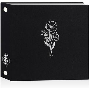 Lanpn 8x8 inch Scrapbook Photo Album, Linen Cover Archival Acid Free Top Load 3 Ring Folder Binder Photo Book 8 x 8 with 30 Plastic Sleeves 60 Pages (Black)