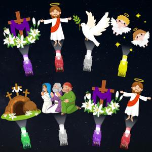 36Pcs Easter LED Finger Lights Religious Party Favors Glow in the Dark Light Up Finger Lights Christian Nativity Themed s Bulk for Birthday Party Goodie Bag Stuffer Birthday Gifts Prize