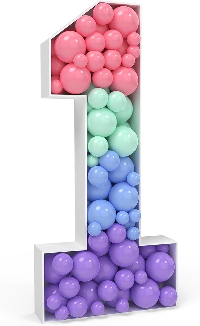 Marquee Numbers 3 Feet Tall 1 Mosaic Numbers for Balloons Mosaic Balloon Frame Pre-Cut Foam Board for Christmas Baby Shower Engagement Wedding Birthday Bachelorette Party Decorations Backdrop Decor
