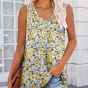 CRAZY GRID Women's Tank Tops V Neck Casual Sleeveless Tops for Women 2025 Basic Trendy Tank Oversized Summer Blouses S-3XL (Yellow, L)