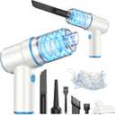 KMM Handheld Car Vacuum Cleaner, 9000PA Vacuum Cleaner & Air Duster, 120W High Power Vacuum Portable Cordless, Hand Held Vacuum Rechargeable with Multi-Nozzles & LED Light for Home, Car, Office (White & Blue)