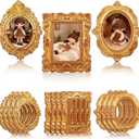 Balacoo 15 Pcs Gold Mini Picture Frames, Vintage Resin Baroque Antique Jewelry Photo Frame for Jewelry Display, DIY Craft Projects, Dollhouse Decor (3 Styles, 5 Each)
