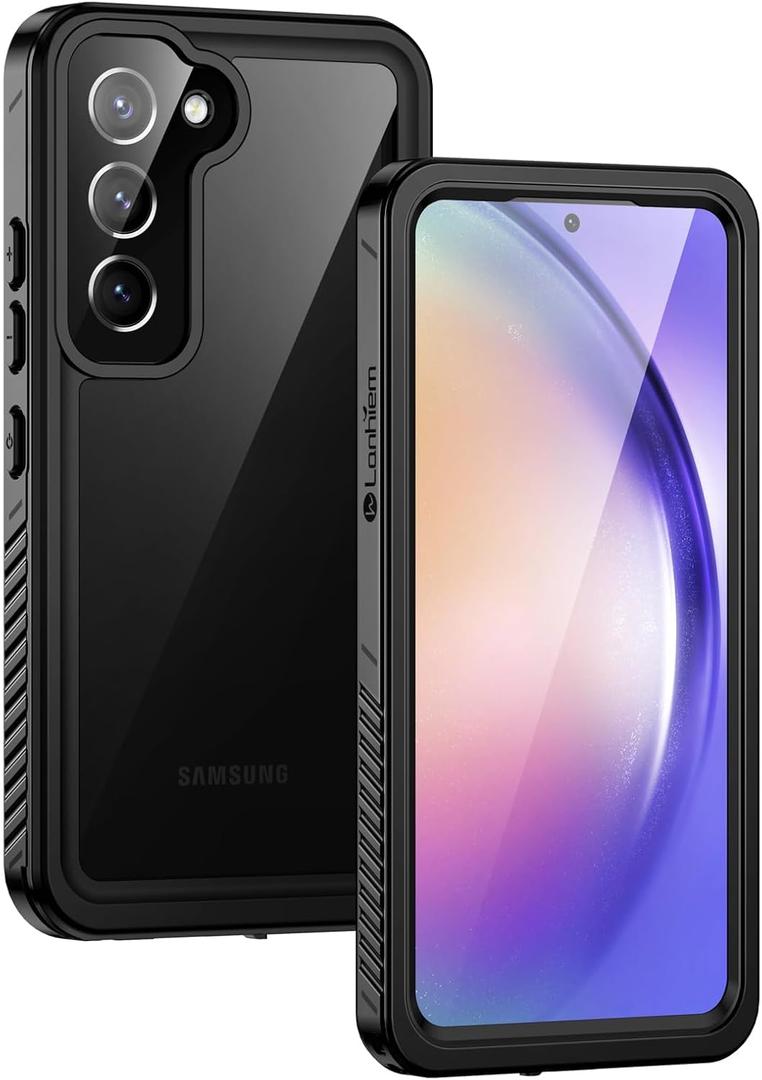 Lanhiem for Samsung Galaxy A54 5G Phone Case, IP68 Waterproof Dustproof, [Built-in Screen Protector] Full Body Protective Phone Case for Samsung Galaxy A54, Black/Clear