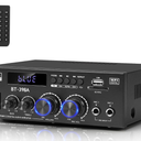 Romica Stereo Audio Amplifier, 2 Channel 450W+450W Bluetooth 5.0 Home Theater Power Amplifier with FM Radio, USB, SD, Optical & Coaxial Inputs, Amplifier for Passive Speakers and Active subwoofer