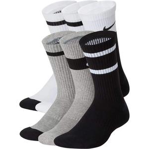 Nike unisex-child Everyday Cushioned Crew Socks (6 Pairs) (Medium, White/Black/Grey)