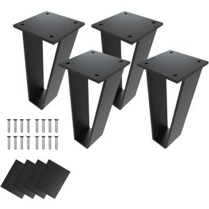 Orgerphy 4 inch Black Bench Legs Set of 4| Triangle-Shape Heavy Duty Table Legs Furniture Legs| Black Metal for Sofa Couch Dresser| Metal Legs for Coffee Table (4 Inch)