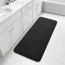 Yimobra Bathroom Runner 55"x24", Non Slip Memory Foam Bath Mat, Super Soft Water Absorbent Hallway Carpet, Machine Washable Rug for Vanity Tub Shower, Black