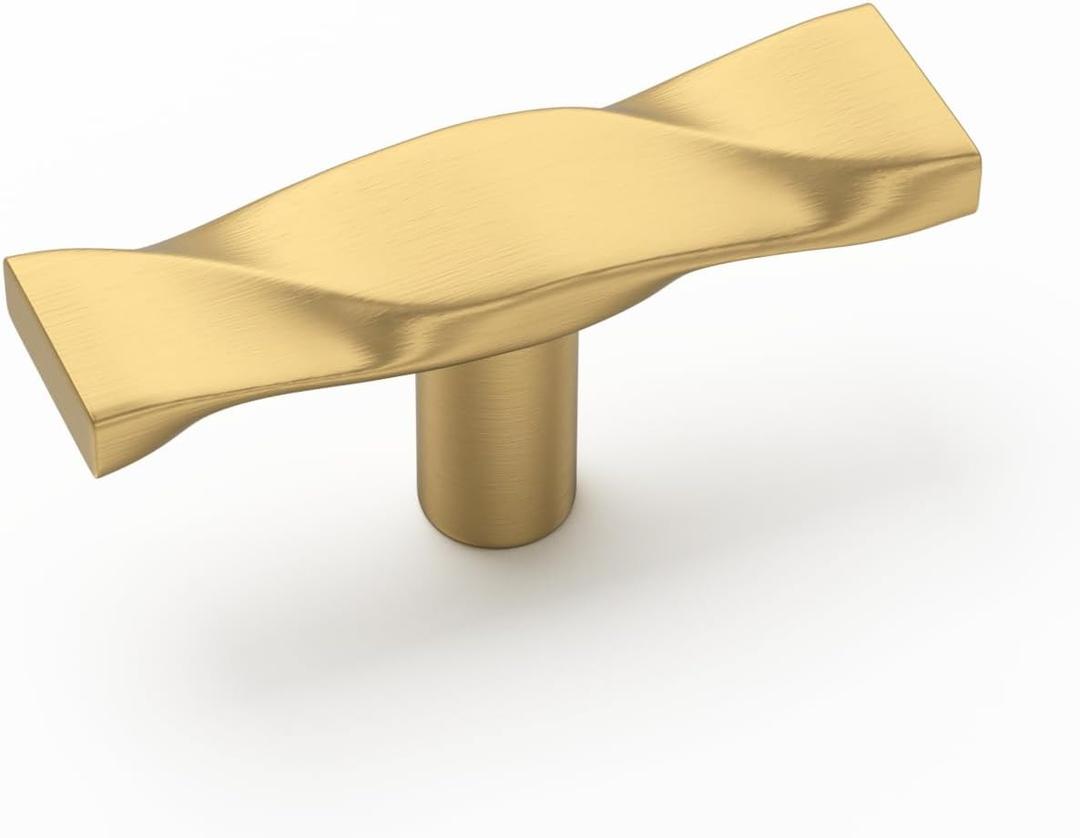 Goldenwarm 15 Pack Gold Cabinet Knobs - Brushed Gold Cabinet Handles - Solid Zinc Alloy Drawer Knobs (Single Hole)