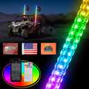 Ehaho 4FT Whip Lights for UTV ATV with Spring Base, Tripled Brighter Led Whip Light 3 Flags, Spiral Chasing Lighted Antenna Whip with APP & Remote Control for RZR SXS Can-Am