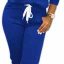 CLOCOR Track Suits for Women Set - Casual 2 Piece Outfits Sweatsuit Pocket Hoodies Long Sleeve with Patchwork Pants Set (Large, 2-light Blue)