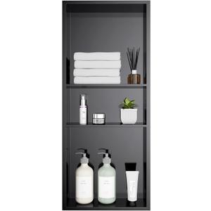 12" x 30" Matte Black Stainless Steel Shower Niche, W12" x H30"