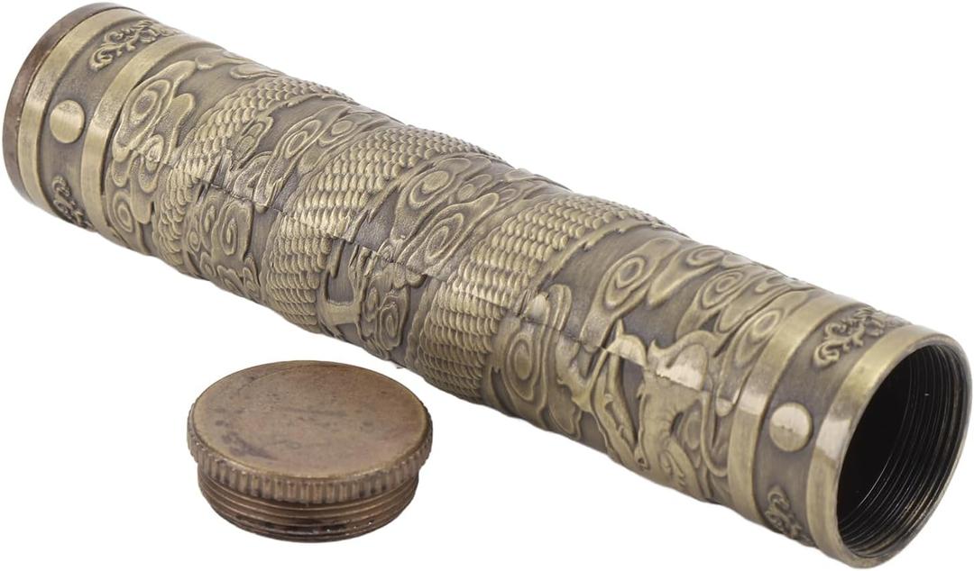 Yosoo Metal Tube Container Embossed Pattern Water Proof Sealed Storage Tube for Outdoors Camping Metal Tube Container Metal Storage Tube Metal Tube Container Travel Storage