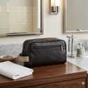 Travel Toiletry Bag for Men and Women, Travel Shaving Dopp Kit Water-resistant Bathroom Toiletries Organizer PU Leather Cosmetic Bags (Black)