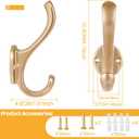 10 Pack Coat Hooks Wall Mount Heavy Duty Utility Retro Double Hooks for Hanging Coats,Hat, Towel, Key, Robe, Scarf, Bag, Cap (Gold)