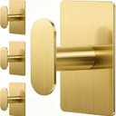 Pickpiff Adhesive Towel Hooks for Bathroom: 20LB Extra Strong Wall Hanger for Shower Kitchen RV Dorm Apartment, Gold 4 Pack