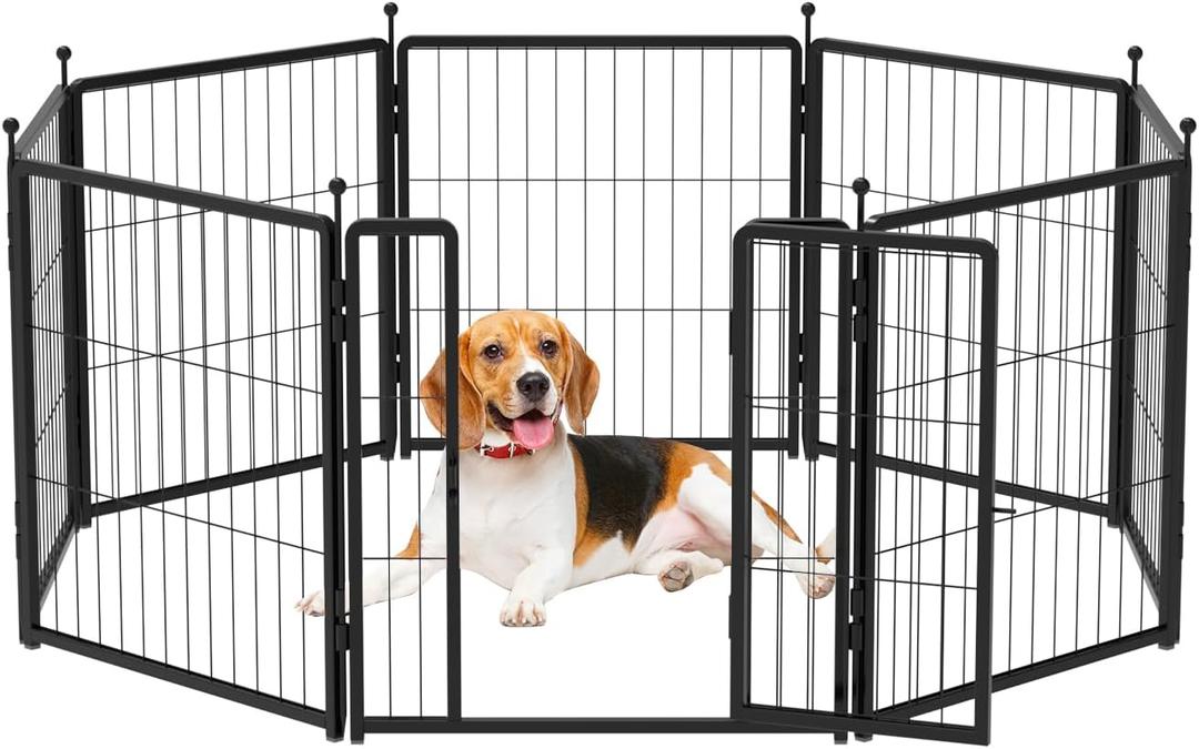 Dog Playpen Indoors/Outdoor, 24 inch 8 Panels Dog Play Pen for Small Dogs, Rustproof Metal Pet Fence for RV Camping/Yard/Garden