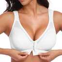 HACI Women's Front Closure Posture Bra Full Coverage Back Support Wirefree Unpadded 34D 