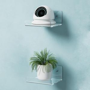 2-Pack Wall Shelves Small Adhesive Floating Shelves Acrylic Hanging Shelves Display Ledges with 2 Types of Installation, Clear