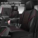 CAR PASS 3D Foam Mesh Leather Car Seat Covers Full Set,Breathable Mesh Faux Leather Seat Covers for Car,Universal Fit for SUV Truck Sedan Automotive, Armrest Airbag Compatible,Black and Red