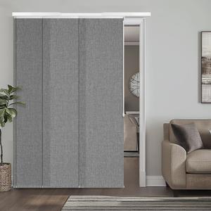 Adjustable Panel Track Blinds Manual Blackout Vertical Blinds for Sliding Door (Dimout - Light Grey, 74" W x 96" H)