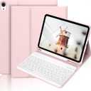 Case for iPad 11th/10th Generation with Keyboard, 11 inch A16/10.9" iPad 10 Case (2025/2022) with Pencil Holder, Wireless Keyboard and Slim Lightweight Soft Cover Auto Wake/Sleep, Pink