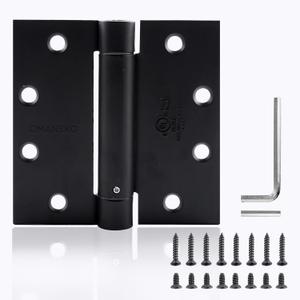 Self Closing Door Hinge 4-1/2 inch Matte Black Auto Close Hinge Adjustable 4 "x 4 " Spring Hinges Door Closer Hinge Square Corner Commercial Auto Self-Closing 2 Pieces
