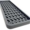 Happitasa Silicone Kitchen Sink Organizer Tray, Sponge Holder and Countertop Protector | Bathroom and Kitchen Soap Dish and Dispenser Tray (Grey, 12" x 4", 9.2 Ounces, Zigzag) (Gray)