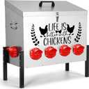 95 lb Chicken Feeder with 10 No-Waste Ports  Extra-Large Galvanized Metal Poultry Feeder with Adjustable Height Heavy-Duty Stand  Outdoor Feed Box for Chickens, Ducks & Geese