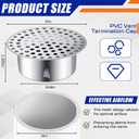 Moxweyeni 1 Pcs PVC Termination Cap for 4" Inner Diameter, Mesh Screen Vent Cover 304 Stainless Steel, for Furnace & Roof Vent Cap, Round Air Outlet Exhaust Water Drains Pipe with Gloves