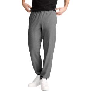 Champion Men's Cinched-Bottom Lounge Pants, Standard Fit, Lightweight 100% Cotton(Gray, XL)