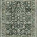 Washable 9x12 Area Rugs for Living Room, Boho Non-Slip Vintage Distress Lager Rugs for Bedroom Dining Room Nursery Office, 0.3" Neutral Oriental Throw Thin Carpet, Sage Green/Multi, E1