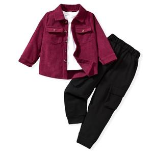 5T Toddler Boy Fall Clothes Little Kid Corduroy Long Sleeve Button Down Lapel Collared Shacket Jacket only 5-6T