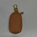 Car Key Case, Genuine Leather Remote Key Fob Cover, Keychain Holder with Metal Hook, Universal Vehicle Keyring Zipper Bag (Brown)