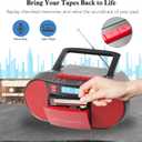 Boombox CD Player Portable, Cassette Player Combo with CD MP3 Bluetooth AUX TF USB FM Radio AC/DC Powered, Boom Box with Remote Control, Headphone Jack, Stereo Sound for Home,Kids,Gift