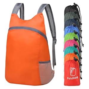 20L Ultra Hiking-Daypack Lightweight Foldable Travel Packable Backpack for Camping Cycling Outdoor, Orange