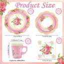 200Pcs Floral Tea Cups and Saucers for Tea Party Supplies, Disposable Tea Cups with Handle and Paper Napkins Dinnerware for Floral Theme Birthday Wedding Bridal Shower Baby ShowerPink