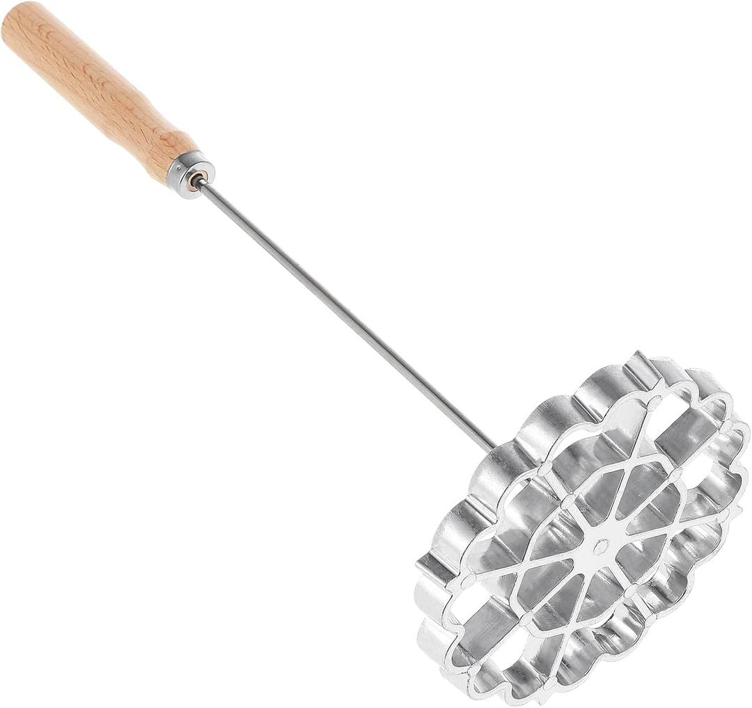 Luxshiny Bunuelos Molds with Handle Achappam Mold Pancake Rosette Maker Frying Snack Spoon Rosette Cookie Bunuelos Tool Aluminium Cast Waffle for Kitchen Baking Cooking S (31.50X12.00X12.00CM)