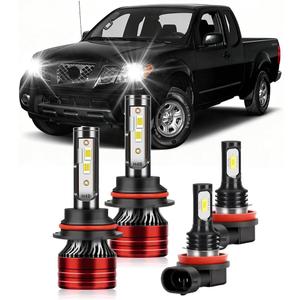 Light Bulbs Compatible for 2005-2019 Nissan Frontier 9007 Low High Beam H11 Fog Lights Combo Pack 800% Brightness with Cooling Fan Plug N Play Pack of 4