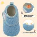 Scurtain Toddler Slippers Winter Boots Kids Slippers Girls Boys Toddler Snow Boots Baby Warm Socks Lightweight House Shoes Non-Slip Ankle Booties Walking Shoes (5.5-6 Toddler, Blue)