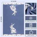 Frienda 2 Pcs Blue Easter Kitchen Towels Blue Floral Easter Hand Towels Bunny Dish Towel 17 x 26 Inch Rabbits Bow Decor Kitchen Towel Spring Farmhouse Holiday Room Decoration