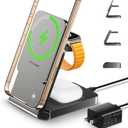 3 in 1 Wireless Charger Station for Multiple Devices, Foldable Magnetic Charging Stand, Portable Fast Travel Wireless Charger for iPhone17/ 16/ 15/ 14/ 13/ 12 Pro Max/ AirPods2/ 3/ 4 and IWatch Ultra Series