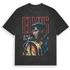 Official Elvis Presley Merch King of Rock Retro TShirt Large