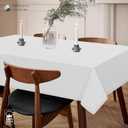 White Tabletop Tablecloth, 60x102 Inch, 100% Cotton, Fits 8-10 Seats, Washable, Soft, Durable, Wrinkle Resistant, Rectangle Table Cover for Dining, Weddings, Holiday Celebrations