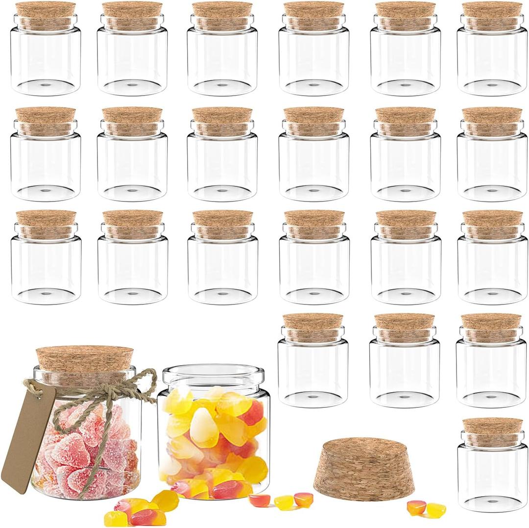 Goiio 24 Pack 1.7 Oz Glass Bottles with Cork Stoppers,50 ML Mini Small Glass Bottles for Wedding Favors,Crafts Home Decorations,Party Favors