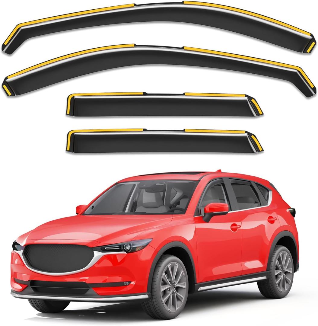 in-Channel Window Rain Guards Compatible with Mazda CX5 CX-5 2017-2026, Extra Durable Vent Visors Window Visors Extra Durable Window Deflectors Vent Shades Car Accessories-4pcs